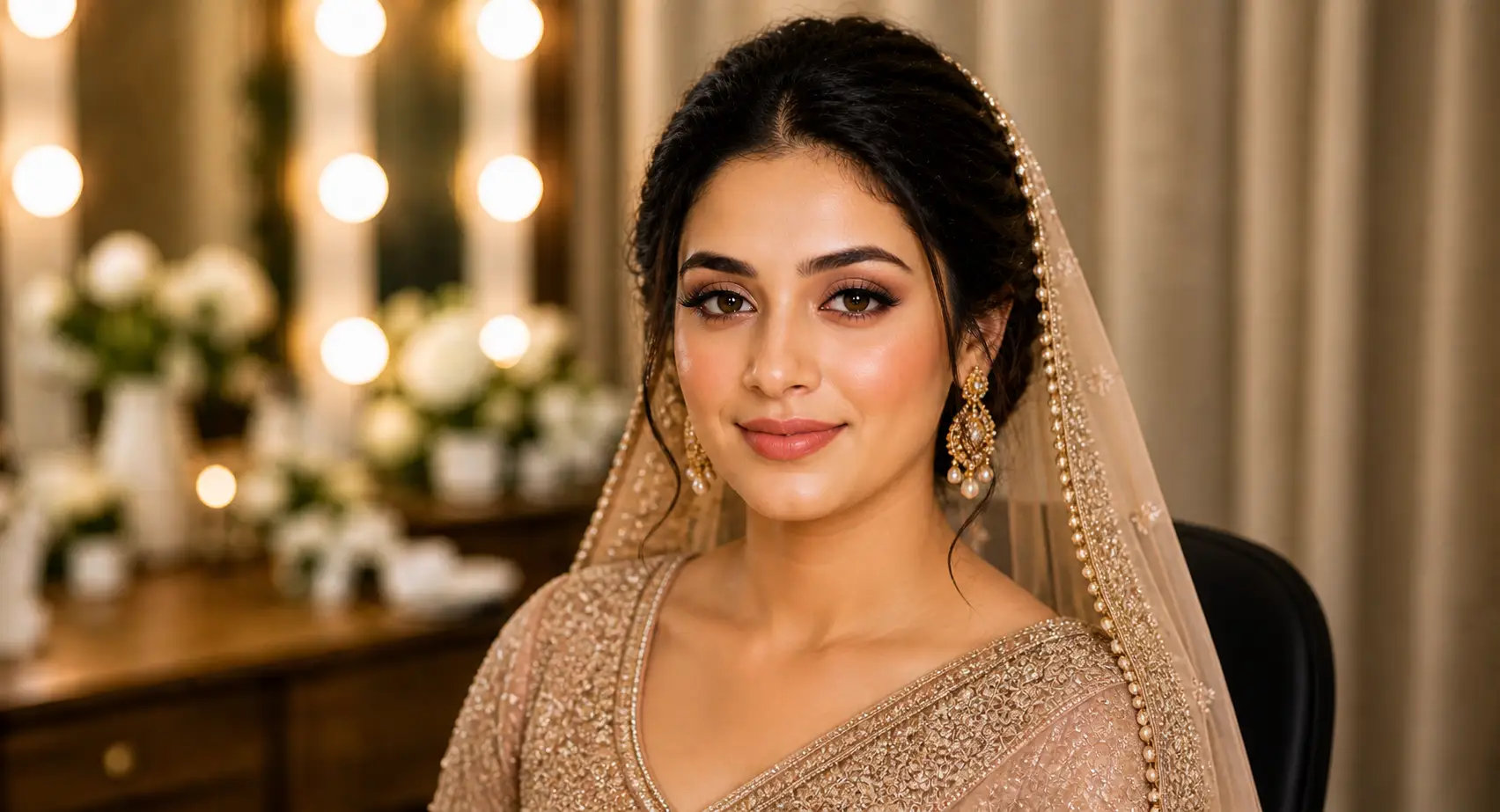 A stunning bride featuring professional HD bridal makeup and traditional jewelry after a transformation at Glamour Beauty Hub Wayanad.